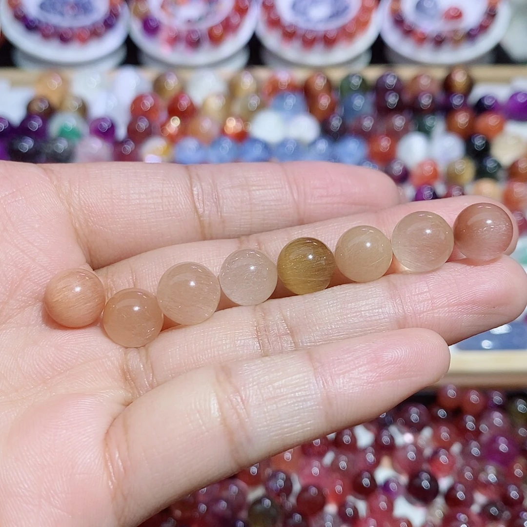 岸***女水晶未镶嵌珠宝半成品兔毛单珠打孔不退