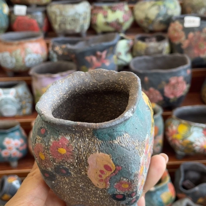 东妞复古火烧多肉盆（瑕）