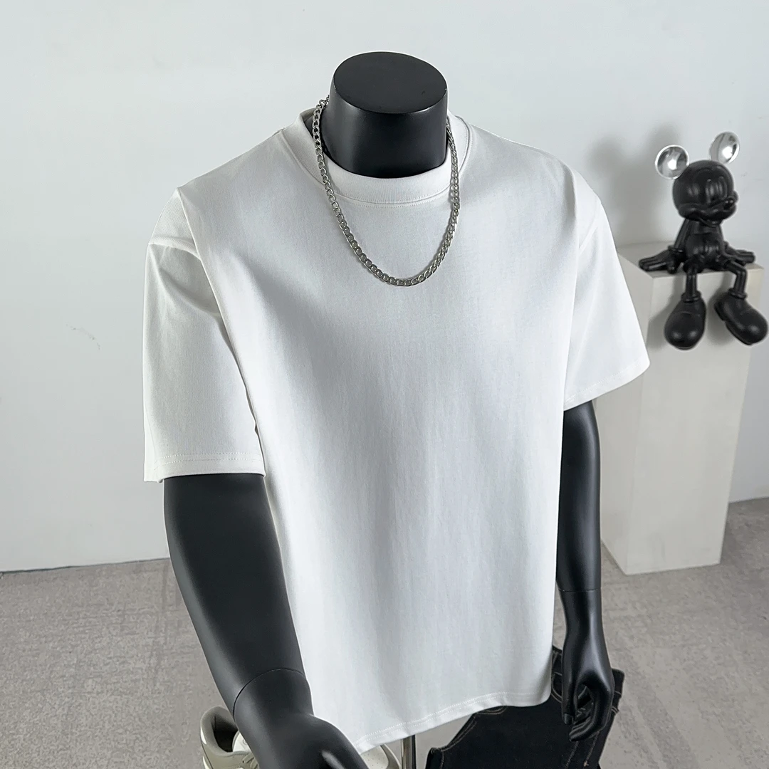 jtrt潮牌重磅纯棉短袖t恤男女夏季宽松高街圆领纯白色打底衫上衣