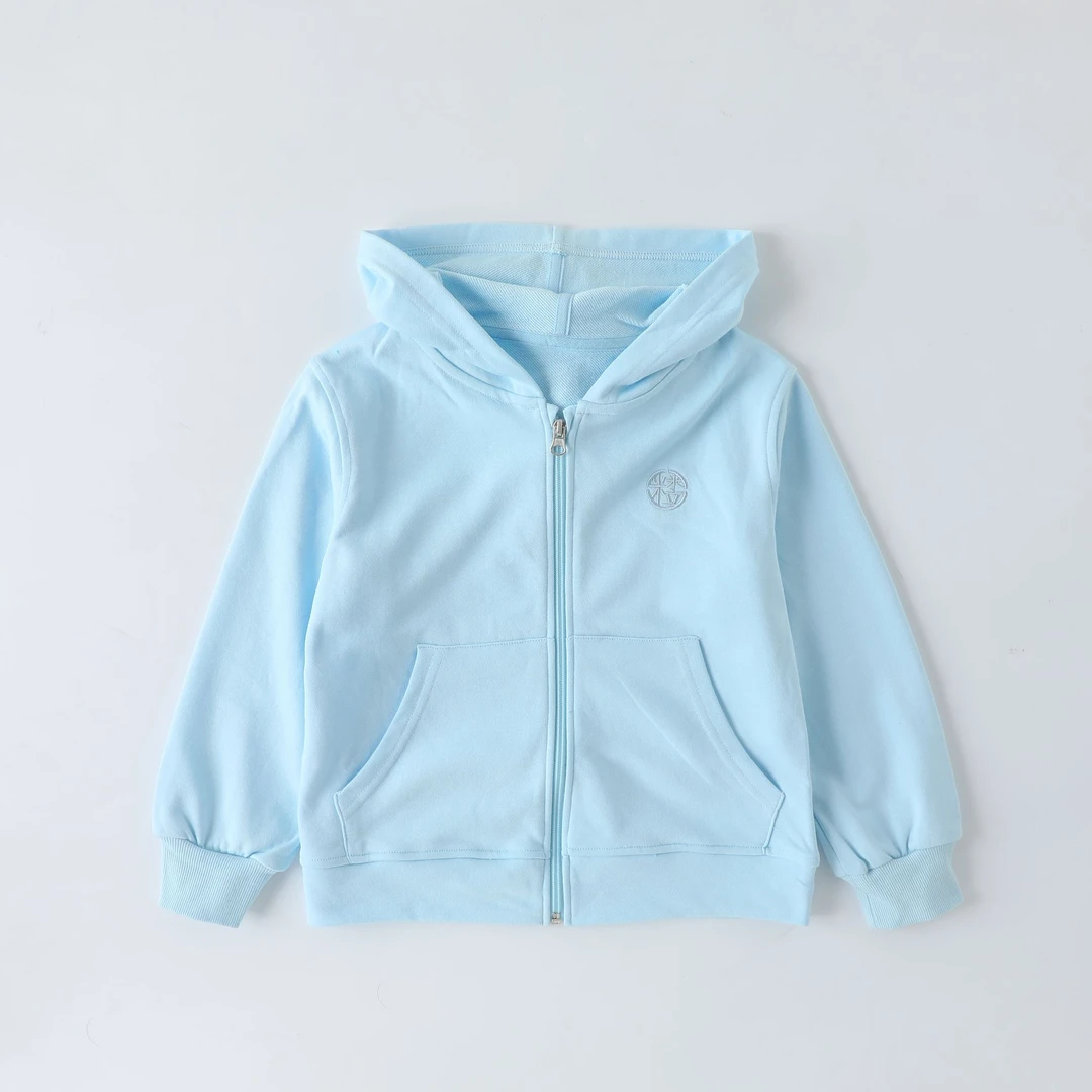 2025春秋季毛圈刺绣中大童连帽拉链休闲外套 1232