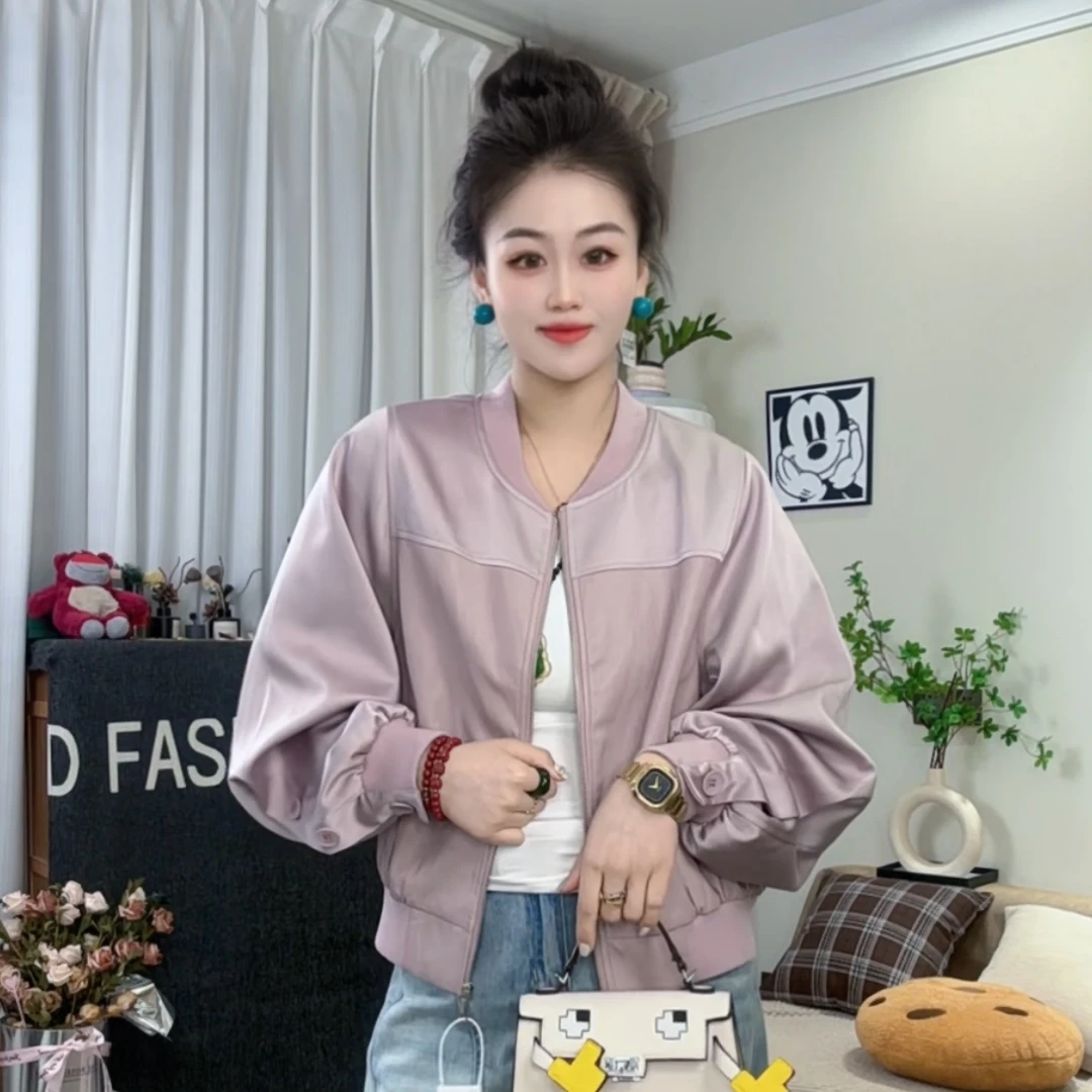 2025春季新款韩版宽松显瘦百搭棒球服外套女休闲立领夹克上衣潮