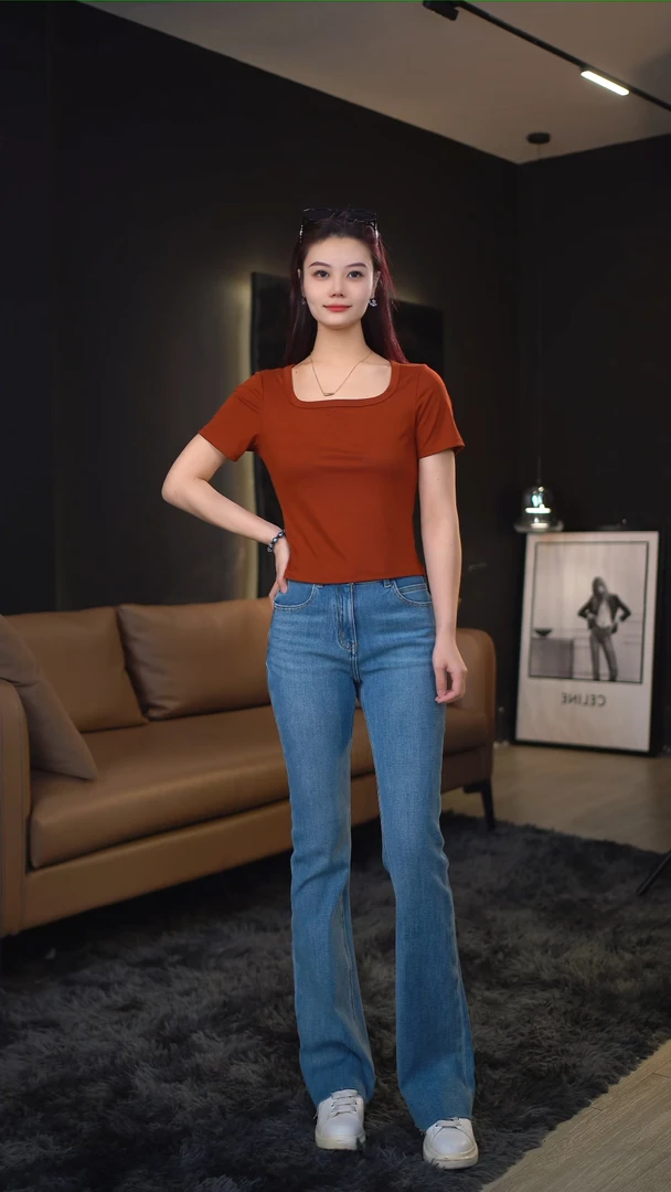 【Cuteway】微辣裤莱卡四面弹牛仔裤