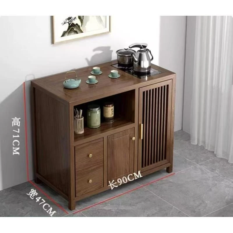 新中式实木茶水柜小型实木茶叶柜茶桌边柜客厅储物茶桌边柜茶几
