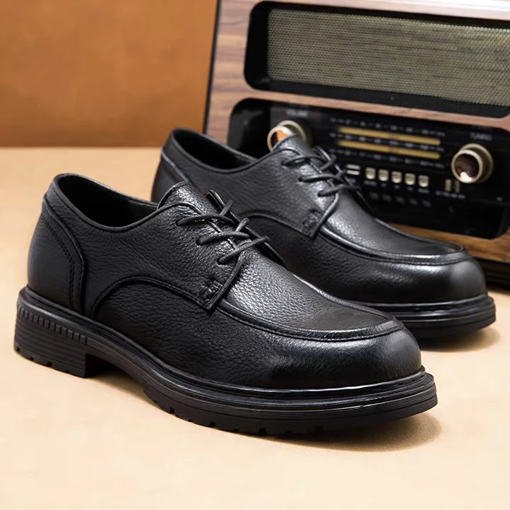 CATIA SELI手工厚底男士头层牛皮休闲鞋透气英伦风商务皮鞋男真皮