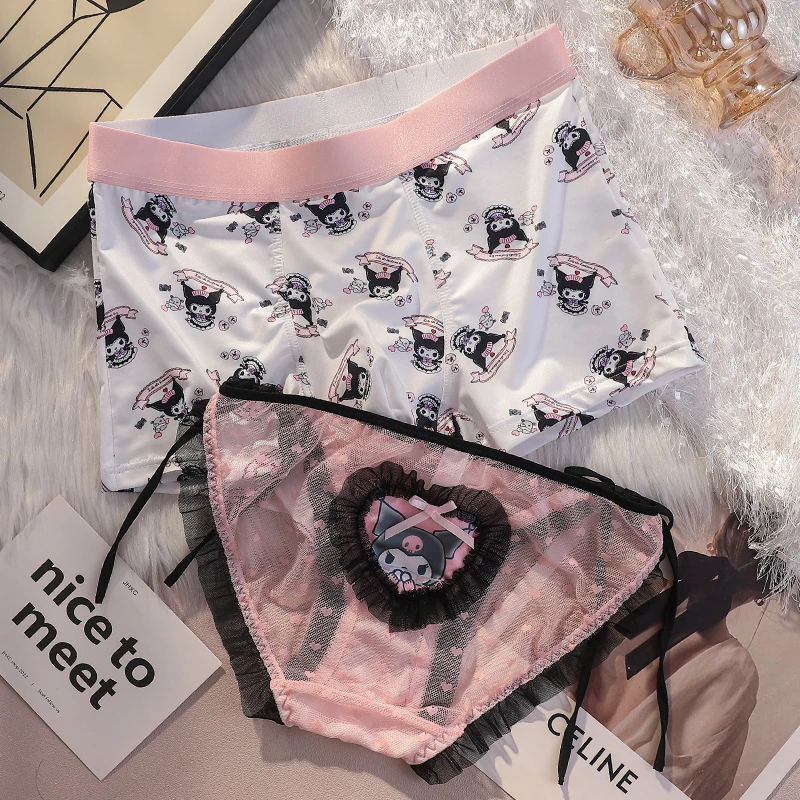 2条装情侣内裤一男一女士性感纯欲可爱蕾丝内衣家居裤套装