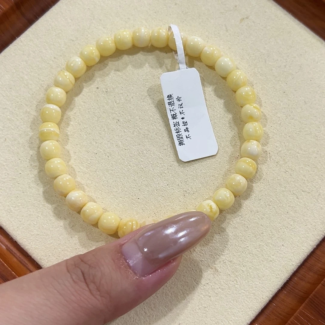 執***.手链蜜蜡未镶嵌6m奶白花叠戴神器