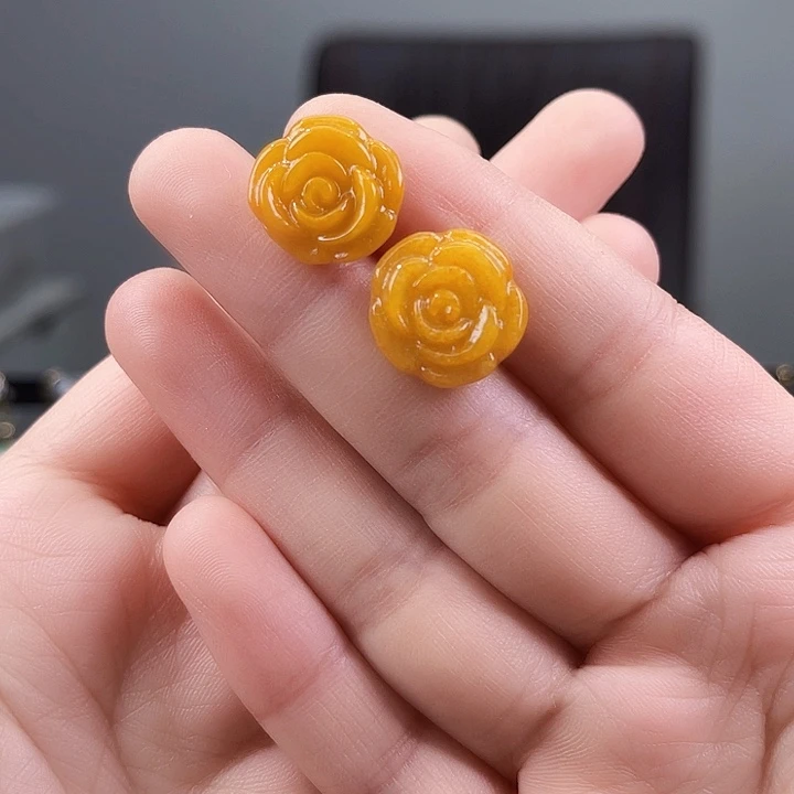 翡翠耳饰银S925镶嵌饰品