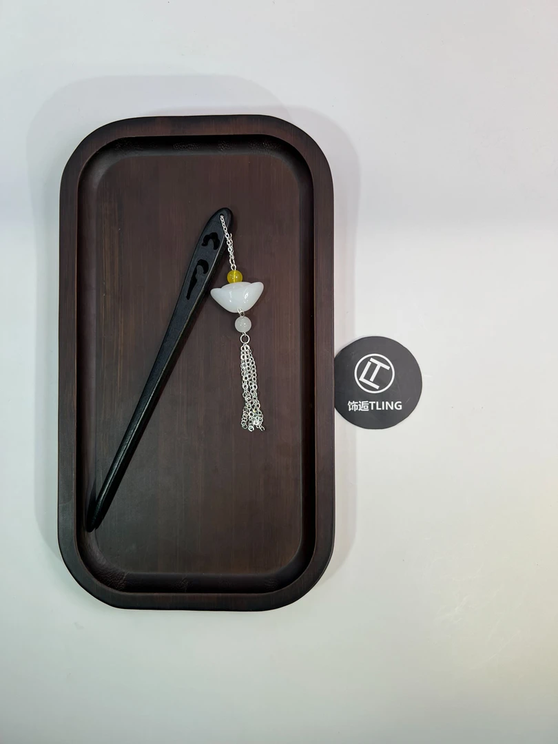 元宝，原创琉璃元宝天然木质发簪发钗新中式简约日常发簪（049）