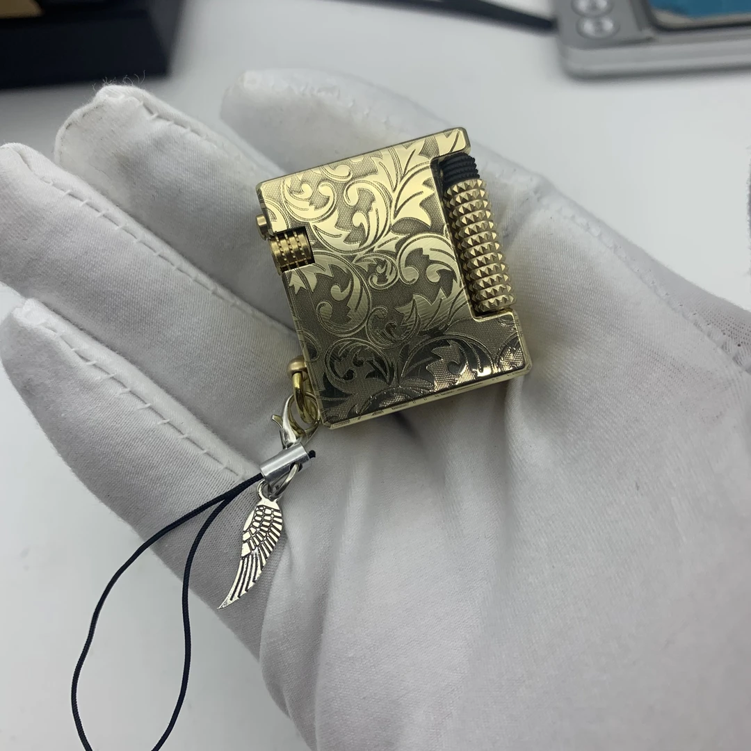 好运达天穹小钢炮精雕唐草花黄铜一体小巧便携式手工
