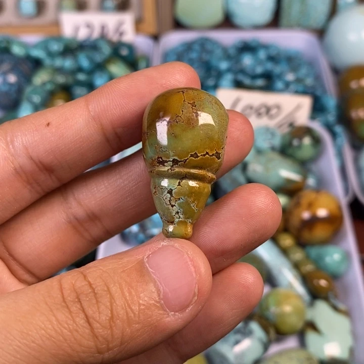 绿松石未镶嵌绿松石圆珠手链项链手链吊坠
