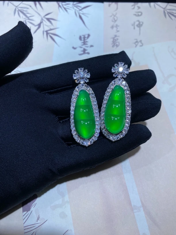 合金吊坠 玉髓绿福豆1号款