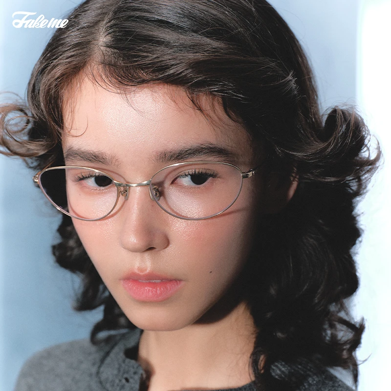 Fakeme（达人专属）中国限定钛金属椭圆框小狐狸光学镜架女Fade
