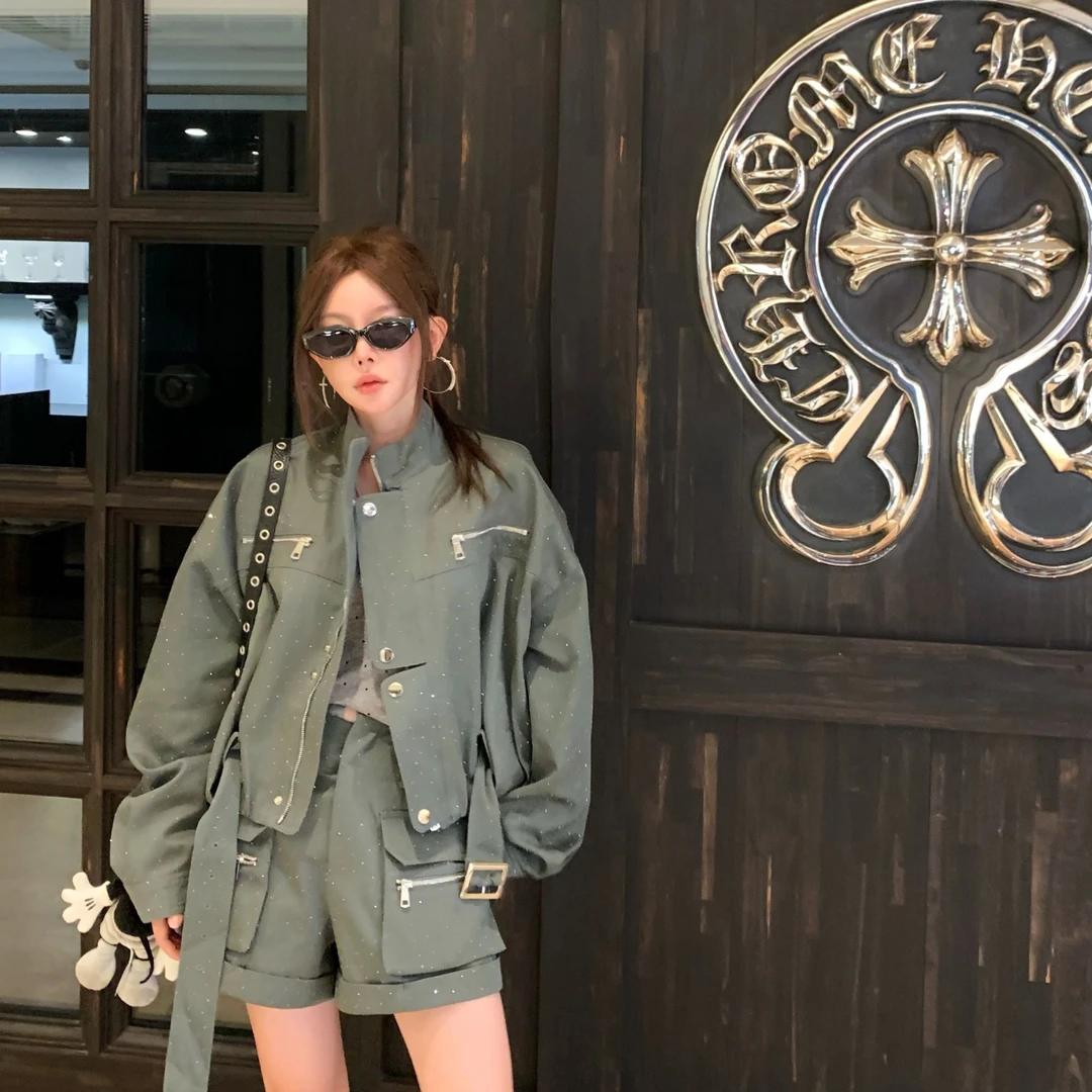 【陶格】美式复古设计感闪钻小众休闲百搭酷工装外套TG25C3C2818