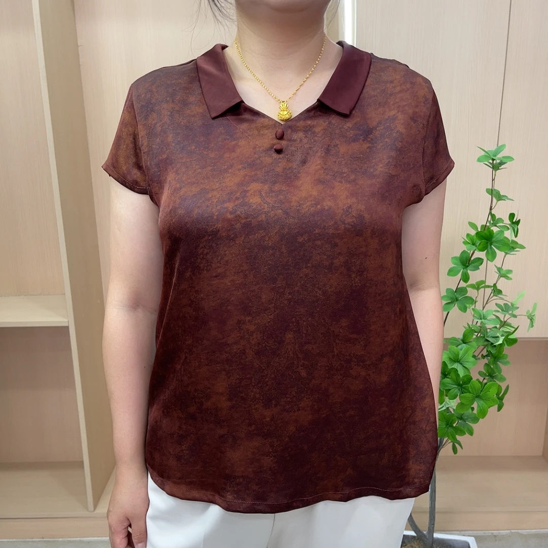 文艺时尚宽松减龄短袖优雅妈妈衫MSXG2918