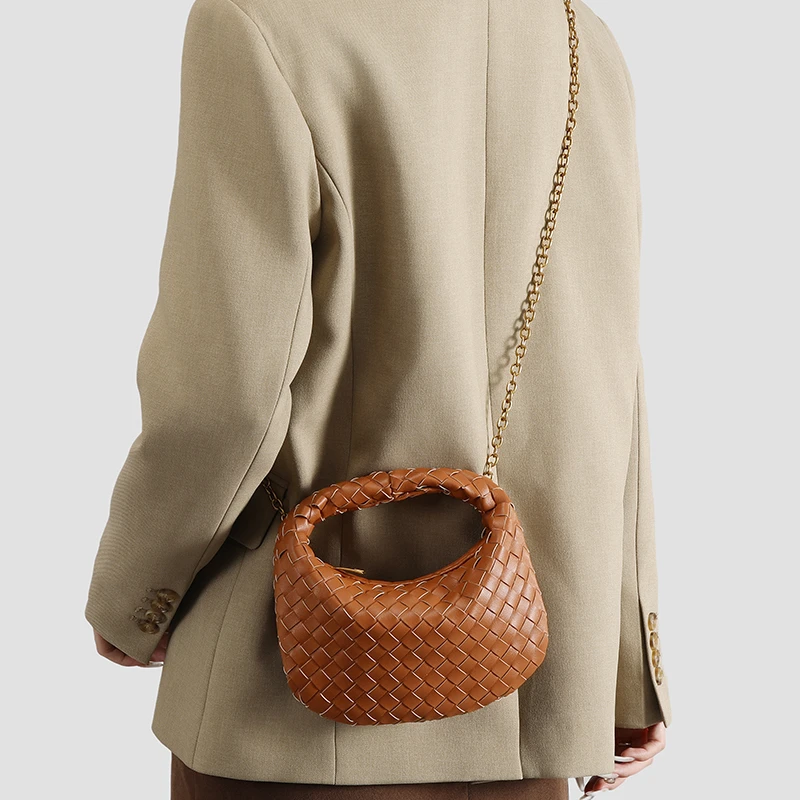 欧美风2025新款质感简约风法式编织包手提包女单肩斜跨包