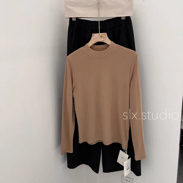 slx@ 8852卡其 小立领咩绒打底衣