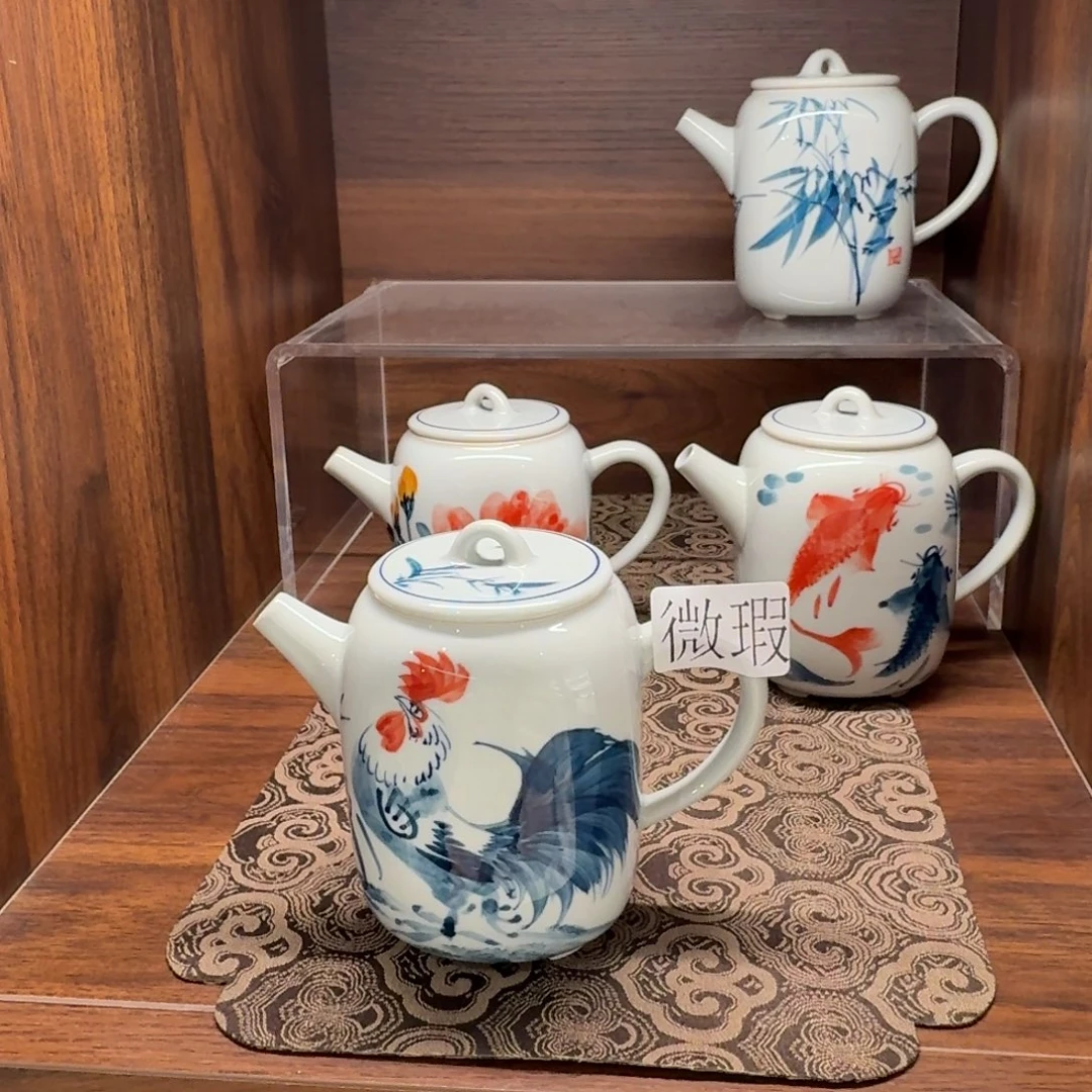 釉下手绘茶具微瑕