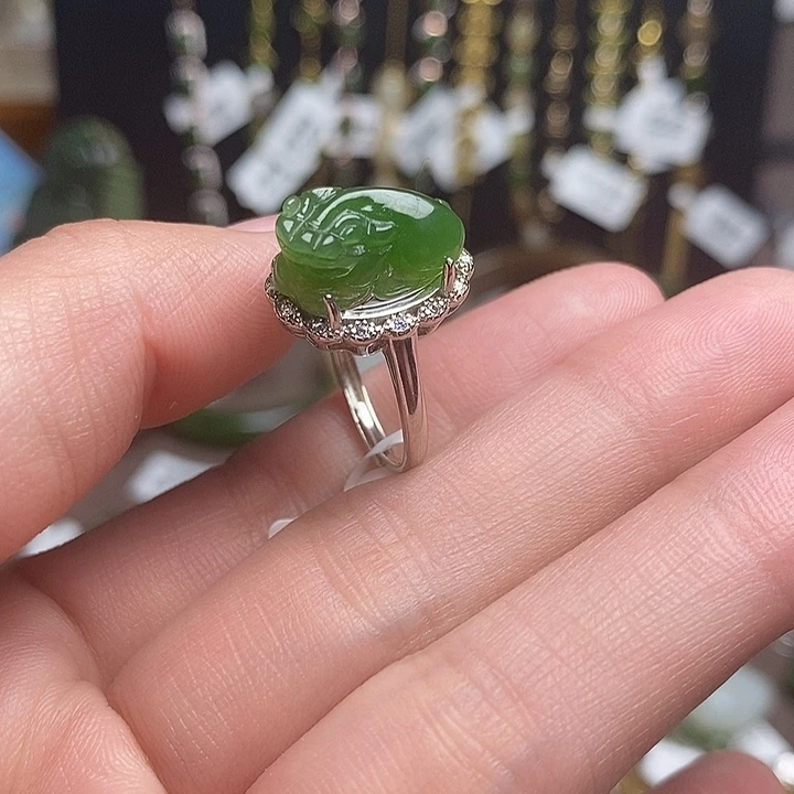 和田玉银S925镶嵌戒指