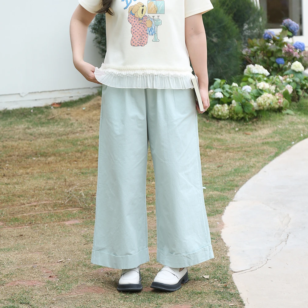 【C】大码女装新款显瘦直筒翻边裤宽松 2995