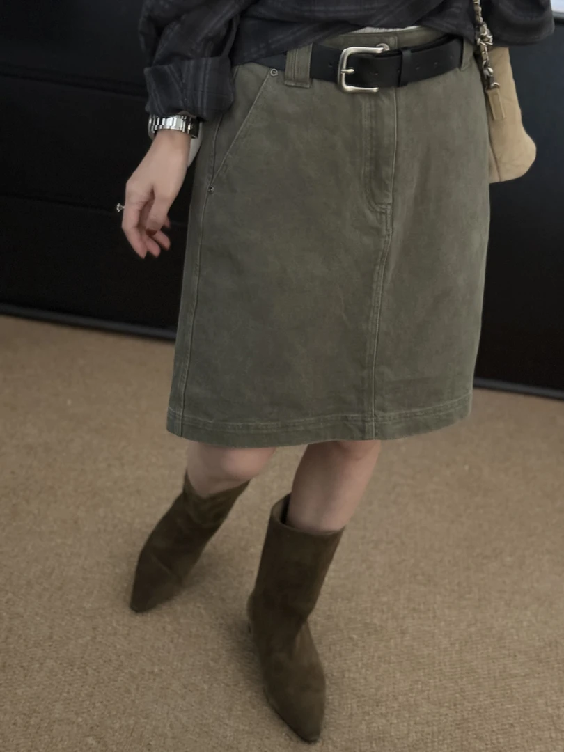 【Z Z.H】定制款韩系带皮带牛仔五分极简百搭短裙