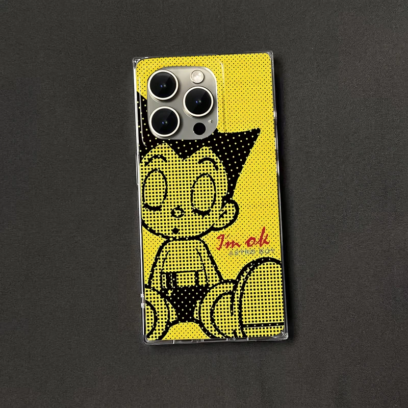 卡通睡觉阿童木方块透明壳适用苹果16pro/15promax14手机壳iPhone