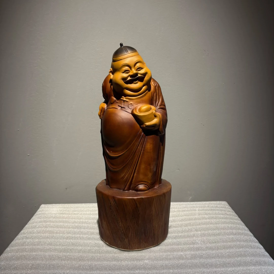元宝大财主中式地主老爷摆件高档木雕人物雕塑茶室装饰工艺品