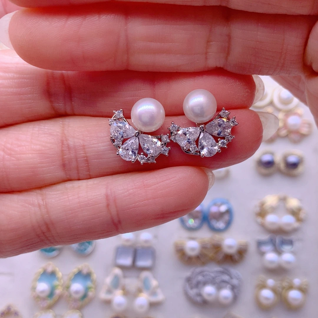 淡水珍珠合金耳饰