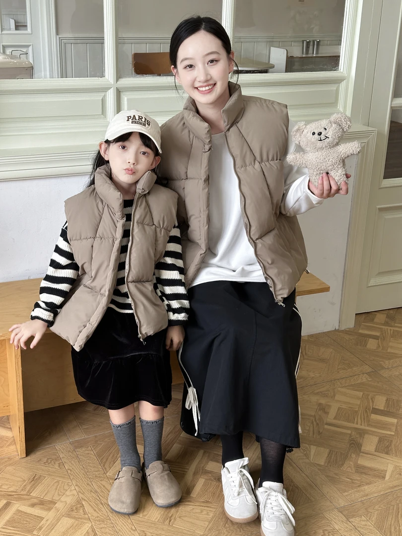 新款儿童棉马甲男女童时尚坎肩马夹秋冬季中大童立领加厚外套