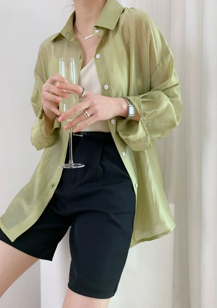 Ourwe 后背纽扣天丝防晒衬衫