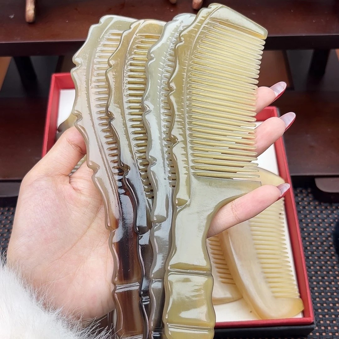 纯手工制作纯牛角梳子