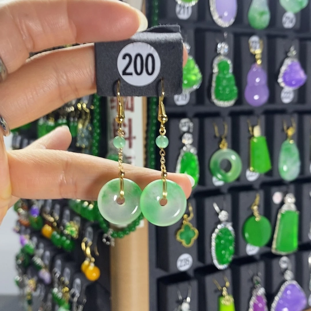 银S925镶嵌翡翠耳饰200