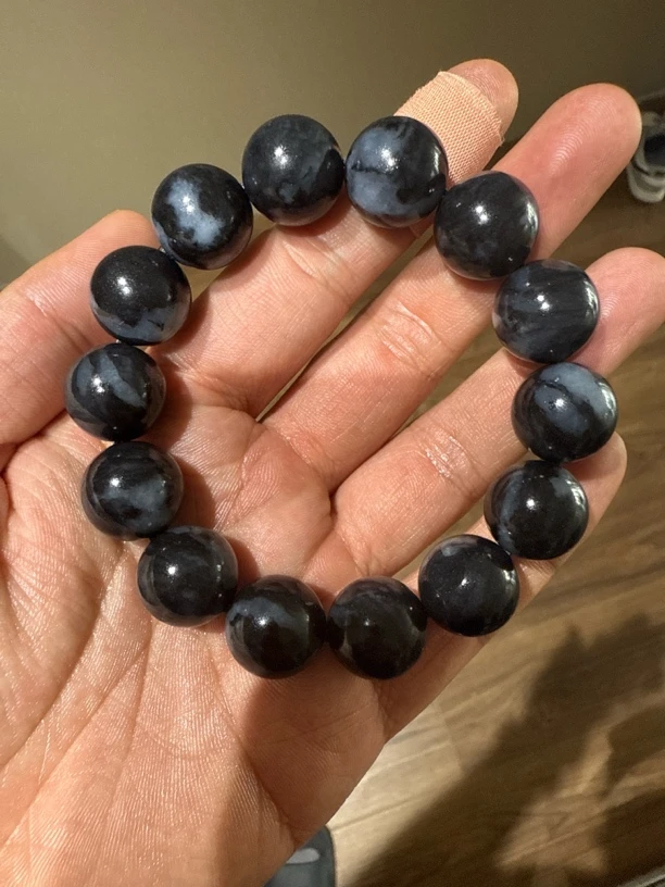 新疆和田玉青花手串圆珠尺寸卡16mm