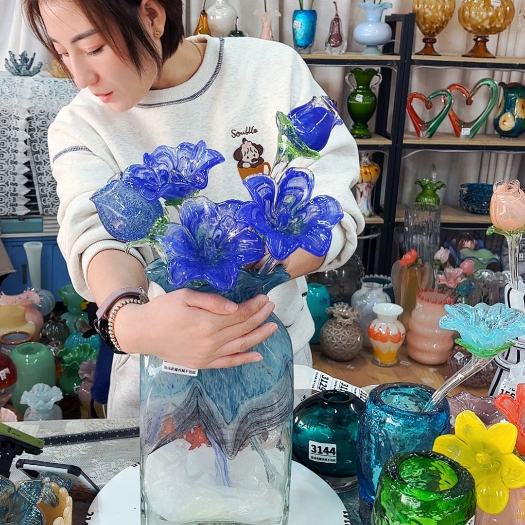 5朵花 家悦琉璃工艺品不含瓶