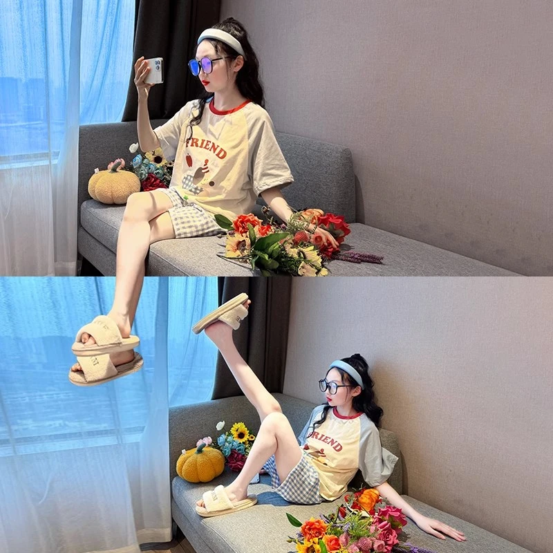 儿童睡衣2025新款女童夏季薄款纯棉家居服套装女孩夏装休闲空调服