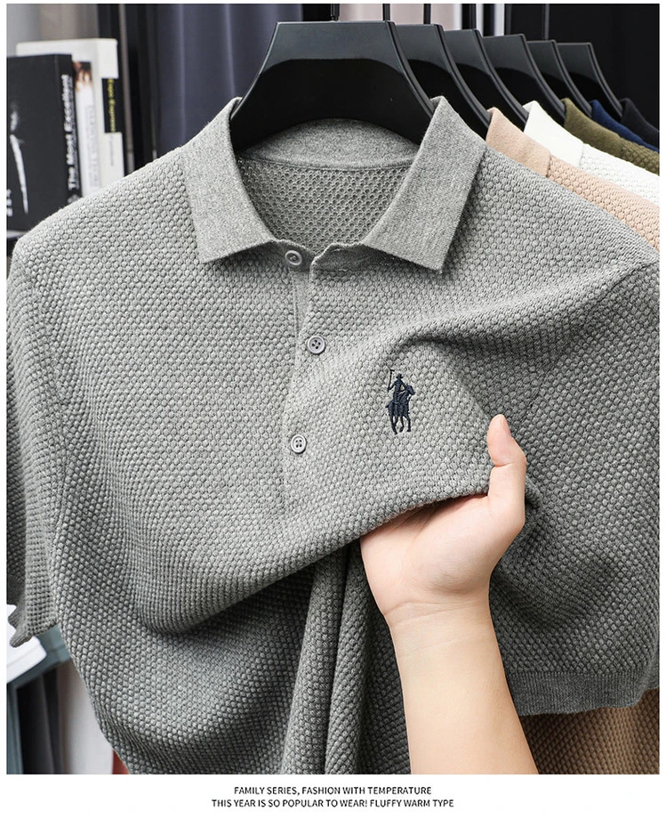 100%棉2025新款短袖菠萝针海鸥领夏季透气t恤休闲时尚百搭男装zly