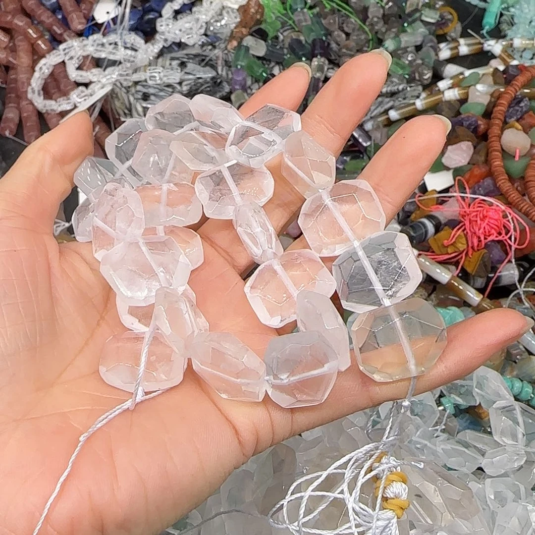 玛瑙/玉髓合金珠宝半成品白水晶牌子18mm一条