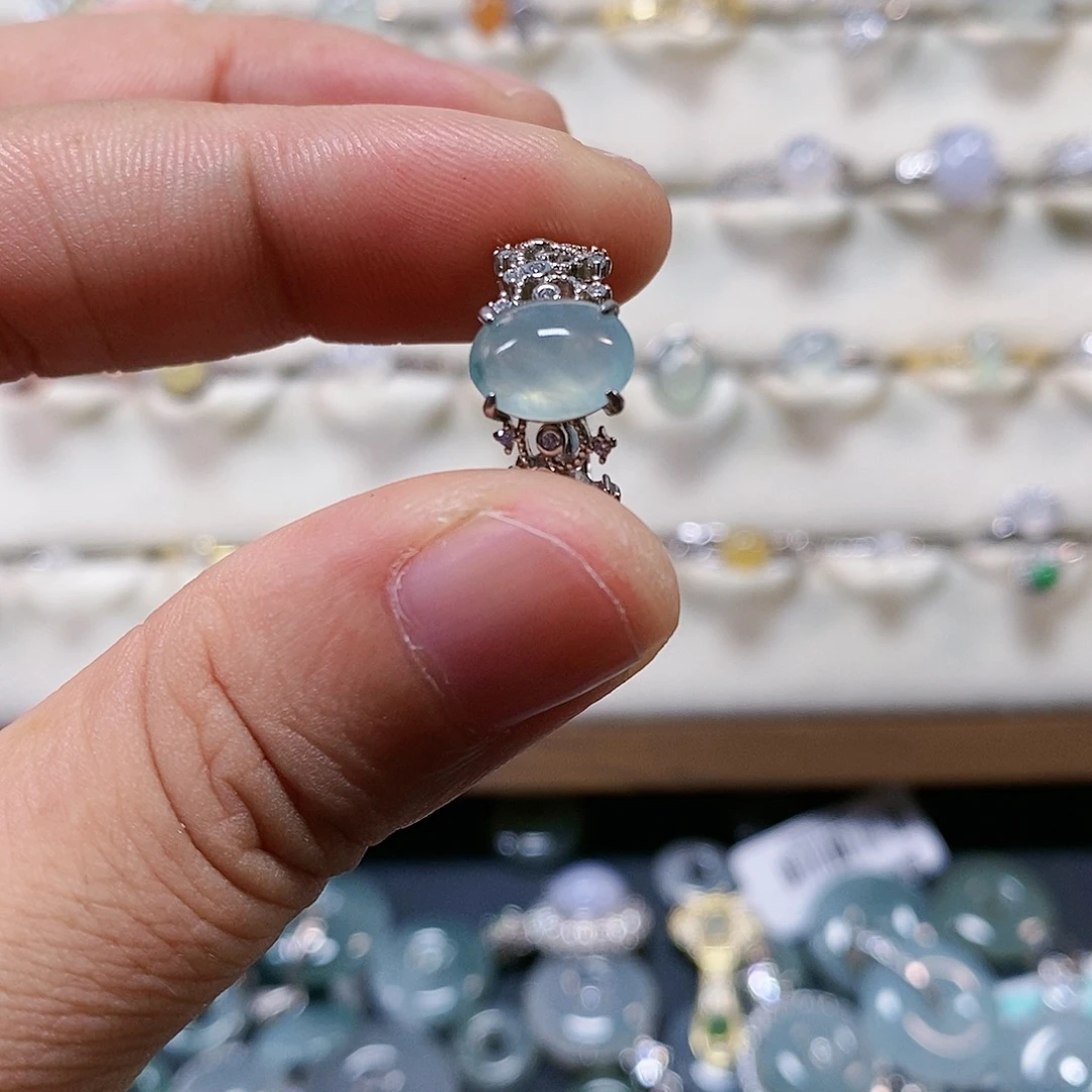 翡翠银S925镶嵌戒指