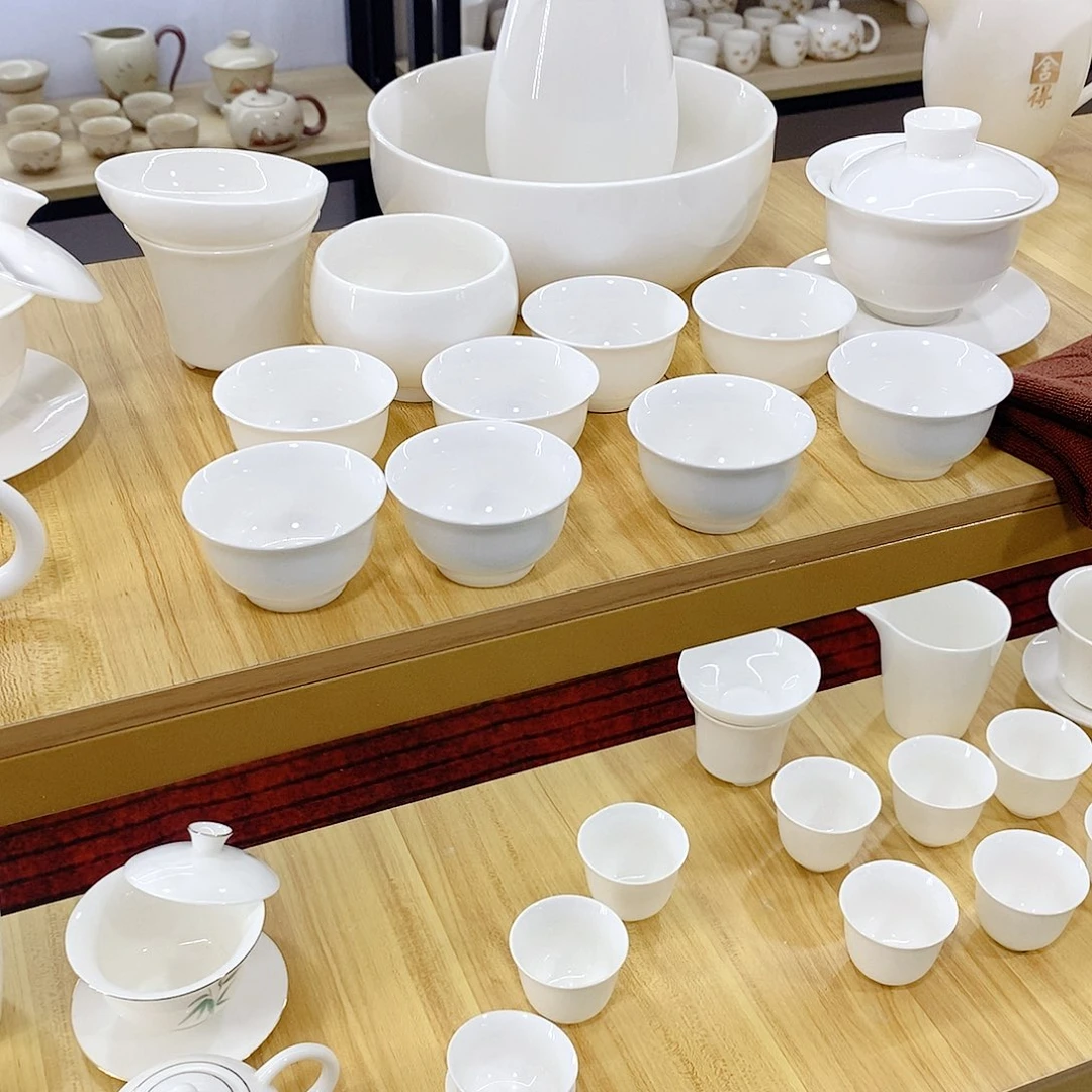 羊脂玉白瓷茶具套装