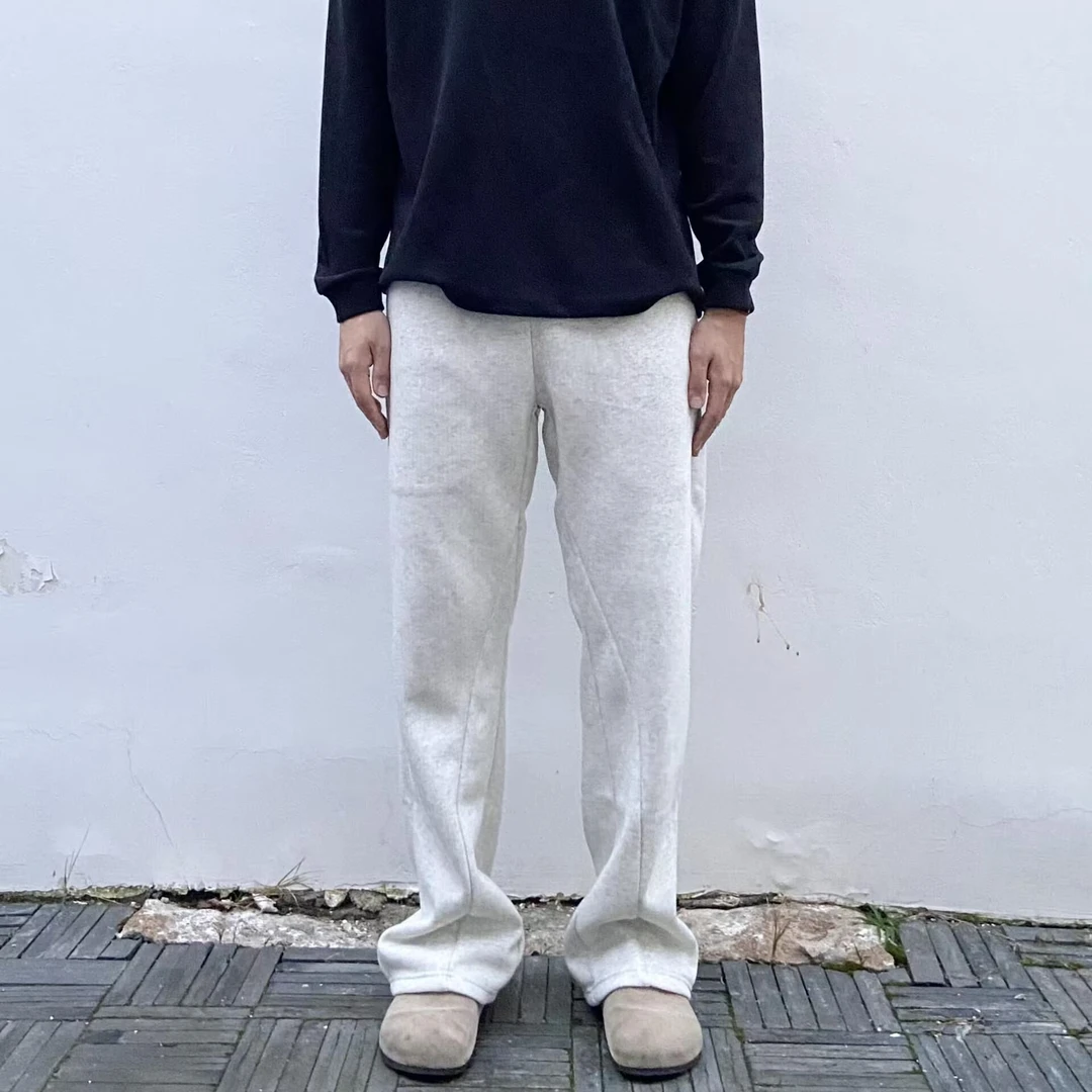 OS美式加绒微喇通勤解构秋冬卫裤奥粒绒显瘦卫裤休闲裤简约纯色