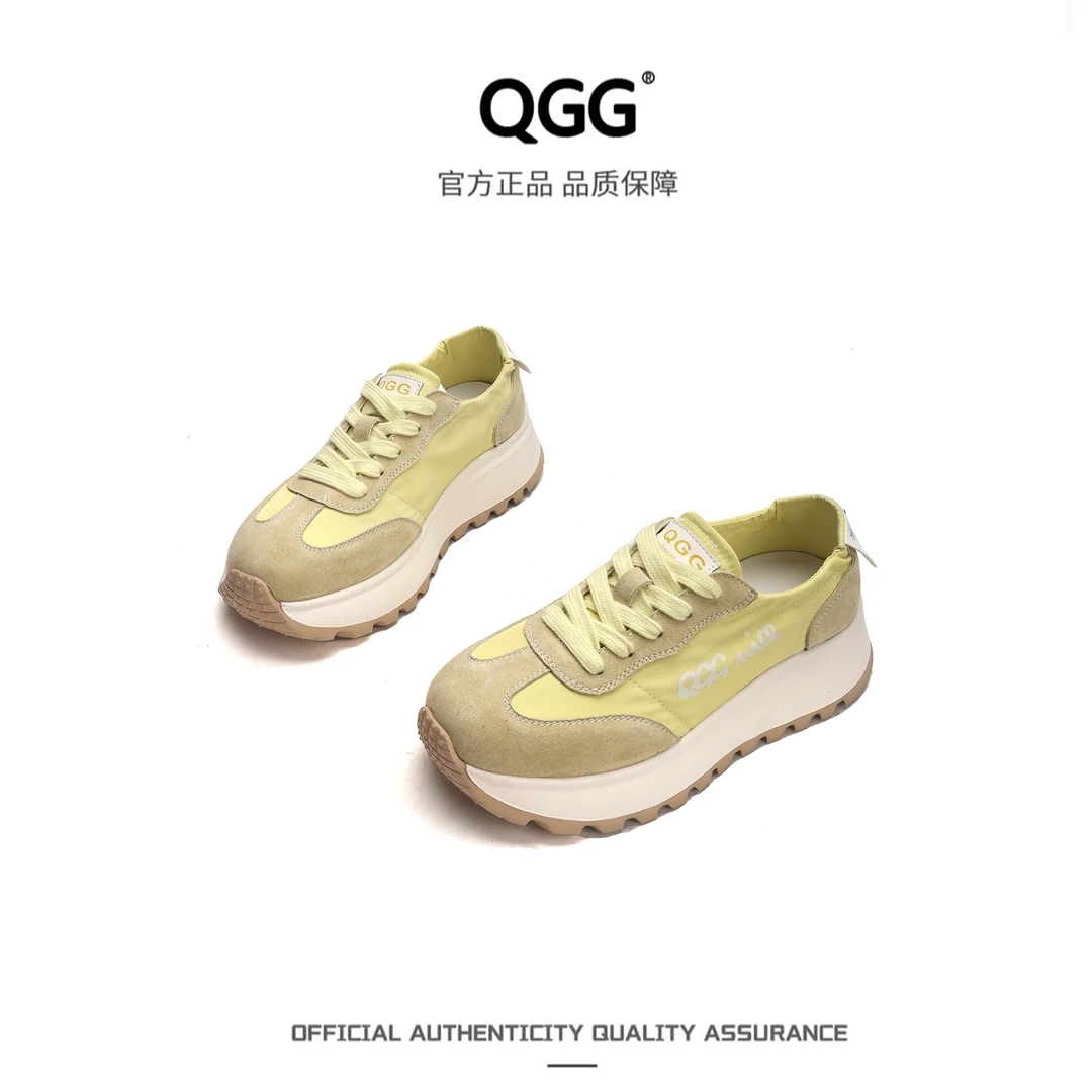 【QGG】2025年春夏新款阿甘鞋透气休闲厚底增高德训女鞋Q1269