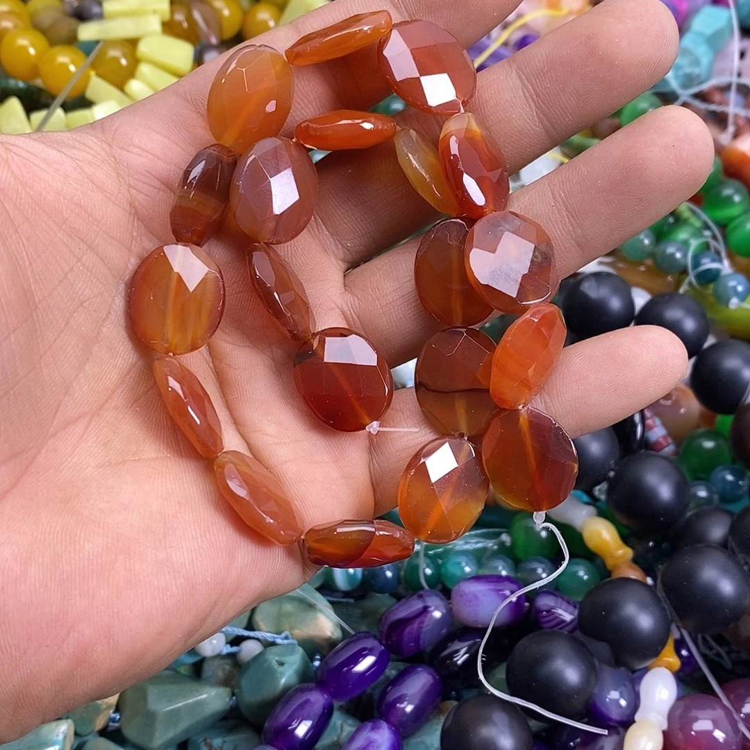 玛瑙/玉髓未镶嵌珠宝半成品切面片片一条装