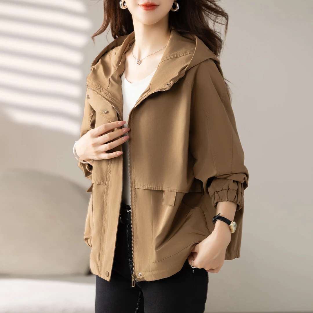 短外套女2025秋季新款时尚洋气时髦中年妈妈连帽上衣气质短款风衣