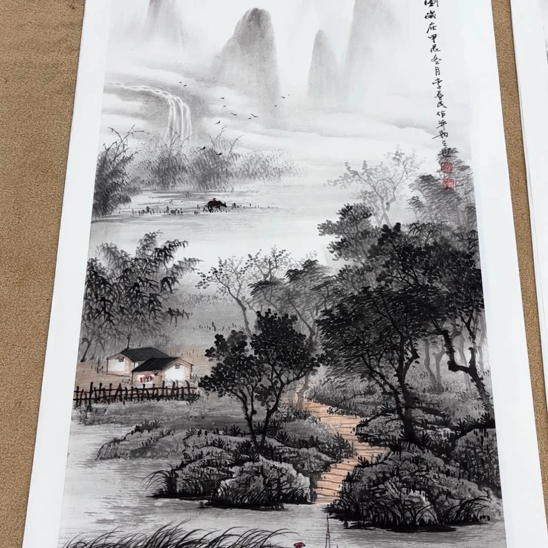 国画l**n李益民四尺山水朱