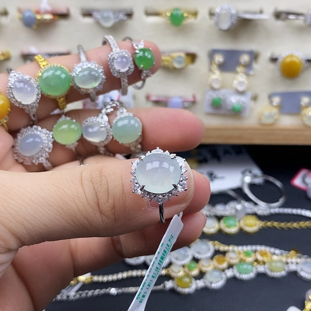 翡翠银S925镶嵌戒指