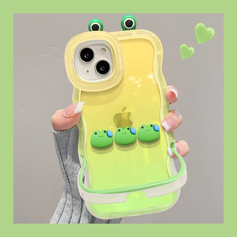 适用适用苹果16手机壳iPhone15流汗青蛙公仔14pro卡通双支架13手