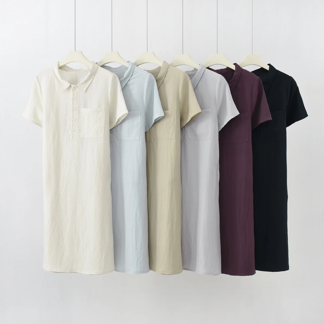 NXH-[舒适宽松]2025年夏季新款天丝亚麻休闲连衣裙K-KA1031