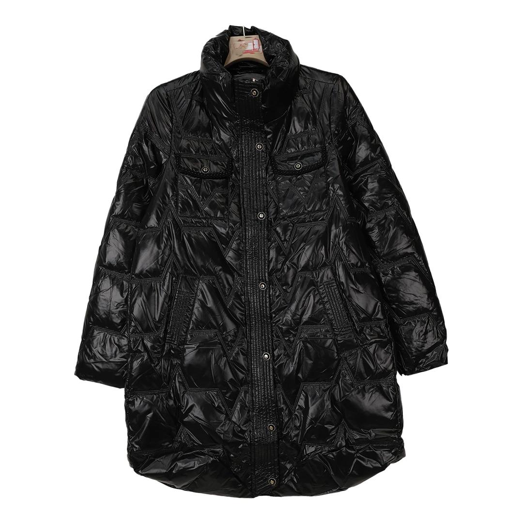 X629-1【冬季新款】时尚黑色立领珠子口袋百搭款外套