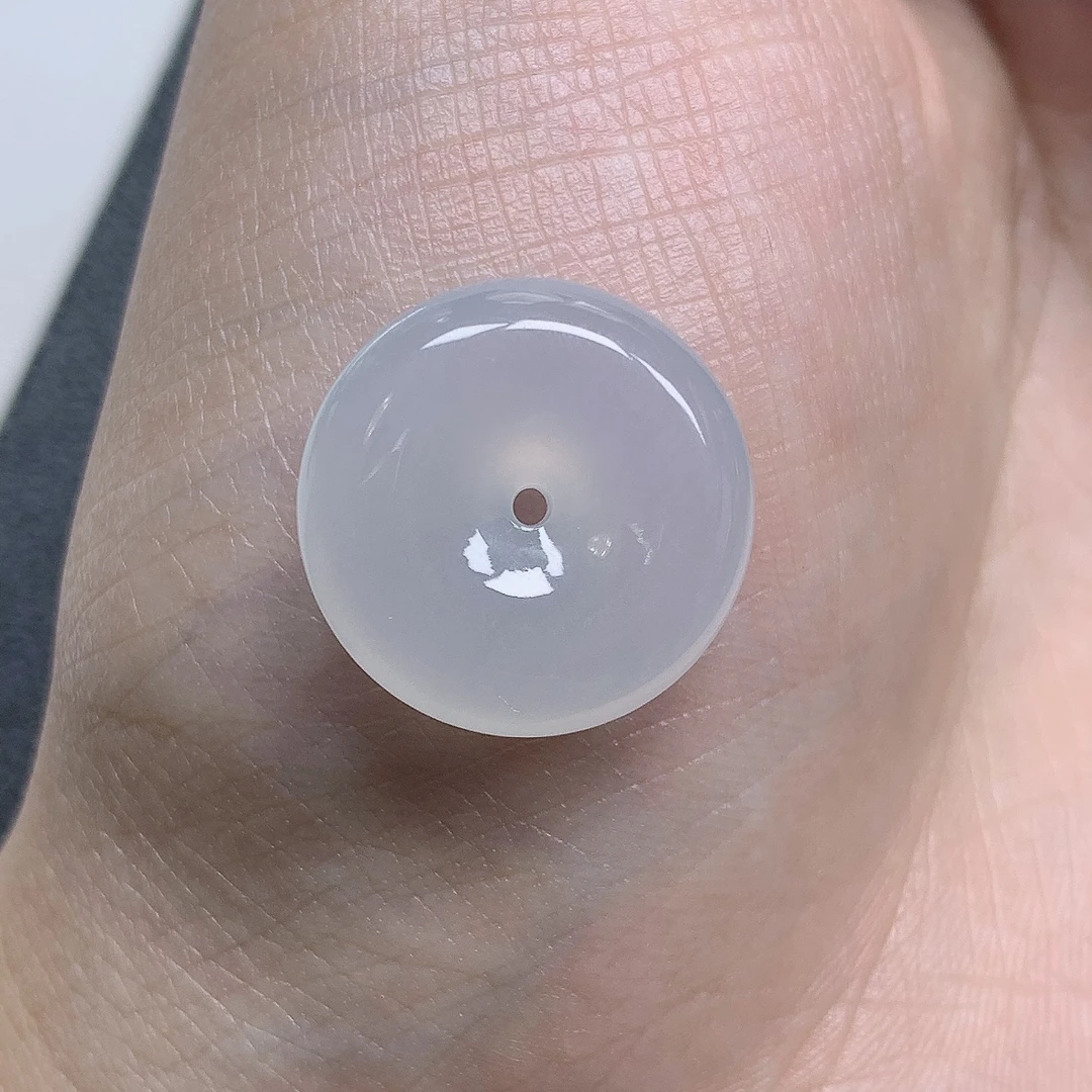 冰润白月光平安扣缅甸天然翡翠玉坠 种老肉细 尺寸19/5.8mm