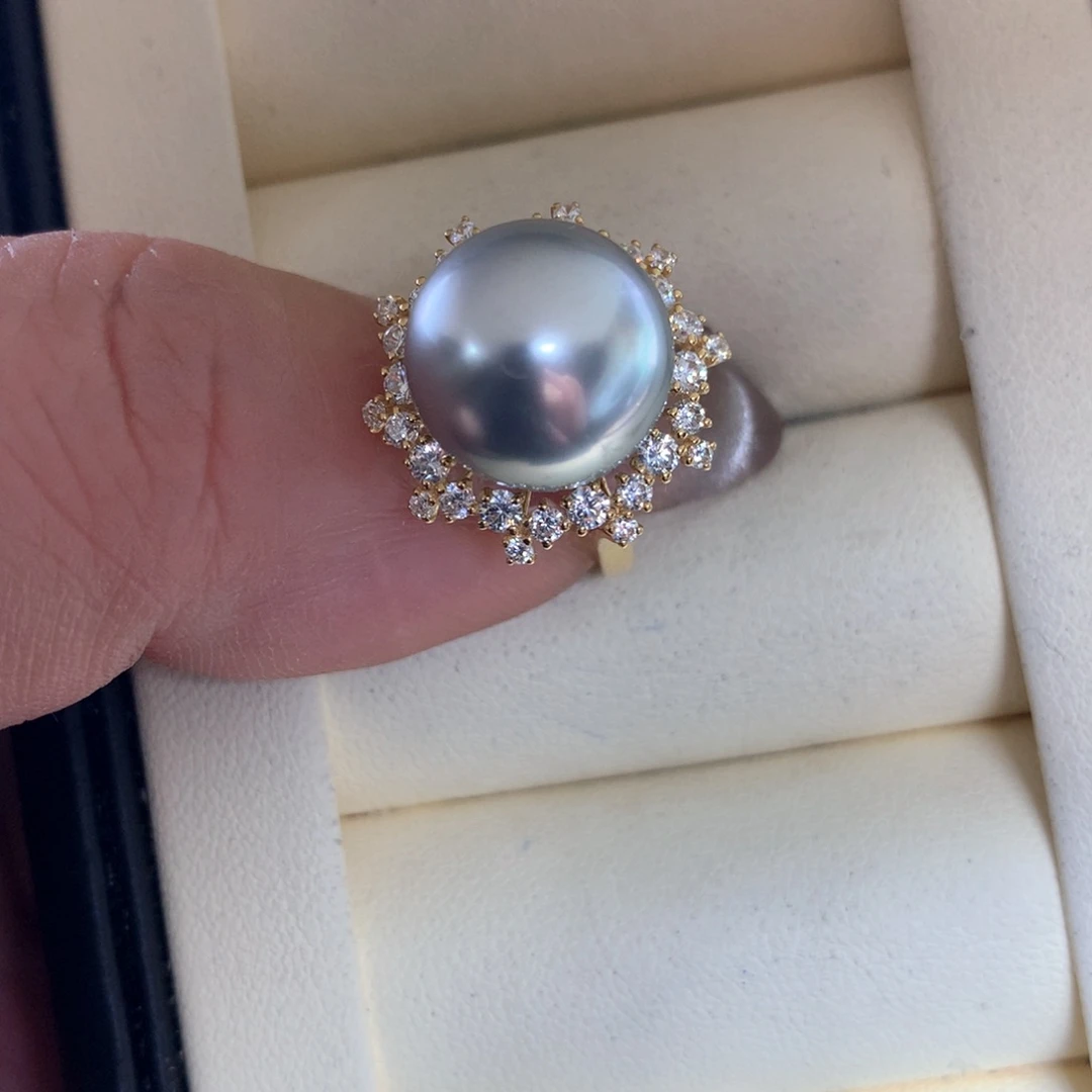 海水珍珠戒指18K金镶嵌