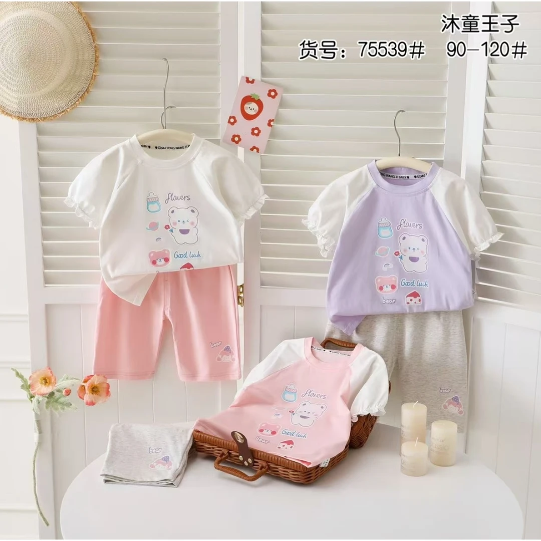 夏季卡通短袖短裤套装75539